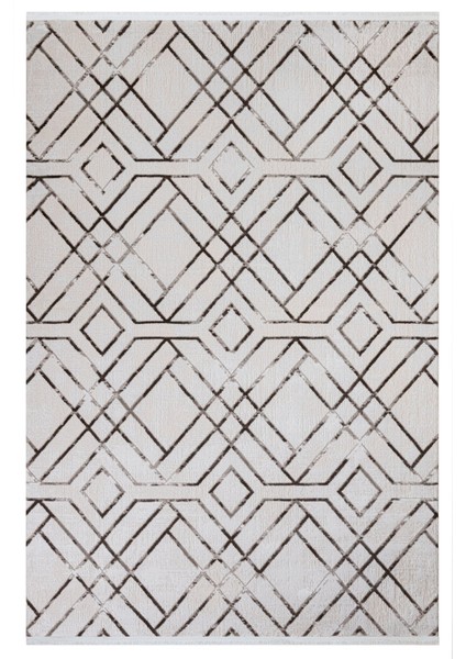 Latresa Geometrik Kahverengi Polyester Dikdörtgen Modern Desenli Akrilik Hav Vermeyen Leke Tutmayan Kolay Temizlenen Yumuşak Makine Salon Yolluk Mutfak Halı