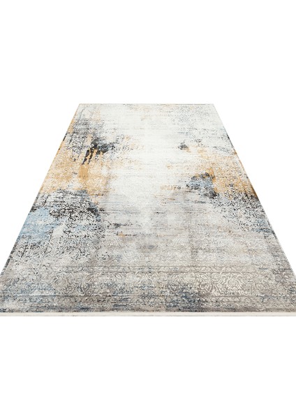 Meera Eskitme Gri Akrilik Dikdörtgen Modern Desenli Akrilik Hav Vermeyen Leke Tutmayan Kolay Temizlenen Yumuşak Makine Salon Yolluk Mutfak Halı