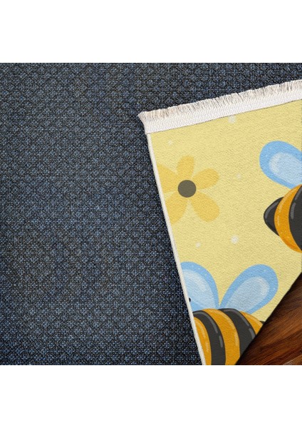 Figürlü Sarı Pamuk Dikdörtgen Modern Desenli Pamuk Makinada Yıkanabilir Hav Toz Vermez Leke Tutmayan Kaymaz Taban Dijital Makine Baskı Salon Yolluk Mutfak Halı indirimleri