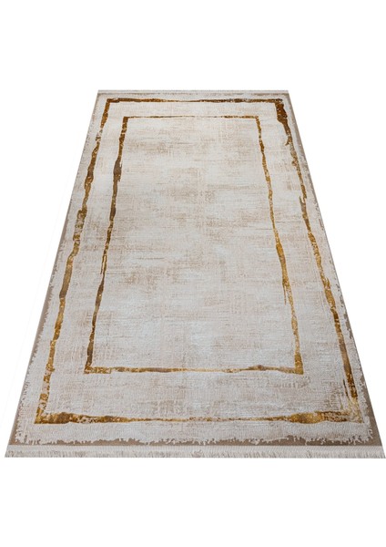 Melani Çerçeveli Gold Polyester Dikdörtgen Modern Desenli Akrilik Hav Vermeyen Leke Tutmayan Kolay Temizlenen Yumuşak Makine Salon Yolluk Mutfak Halı fırsatları