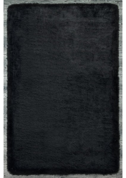 Tripp Düz Siyah Polyester Oval Modern Desenli Akrilik Hav Vermeyen Leke Tutmayan Kolay Temizlenen Yumuşak Makine Salon Yolluk Mutfak Halı