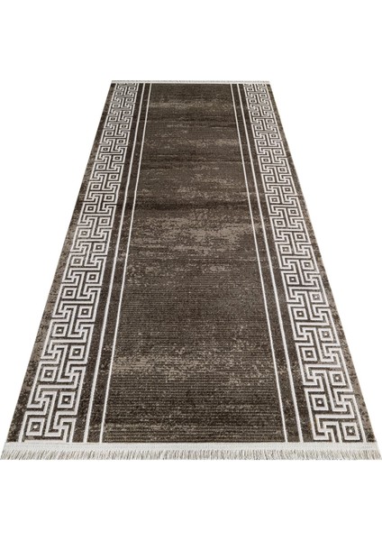 Jamberoo Çerçeveli Kahverengi Akrilik Dikdörtgen Modern Desenli Akrilik Hav Vermeyen Leke Tutmayan Kolay Temizlenen Yumuşak Makine Salon Yolluk Mutfak Halı fırsatları