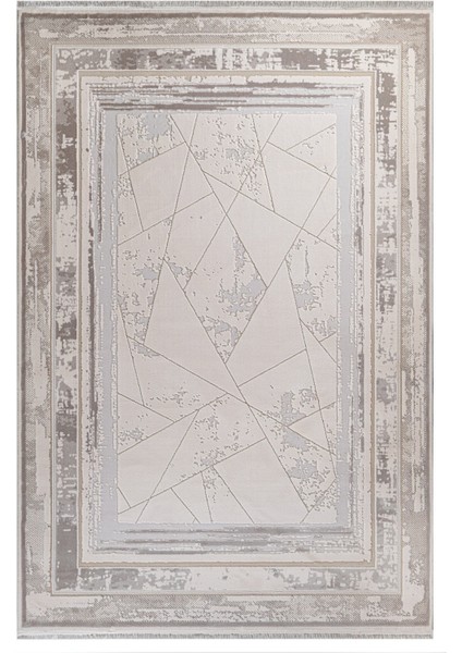 Rola Çerçeveli Krem Akrilik Dikdörtgen Modern Desenli Akrilik Hav Vermeyen Leke Tutmayan Kolay Temizlenen Yumuşak Makine Salon Yolluk Mutfak Halı