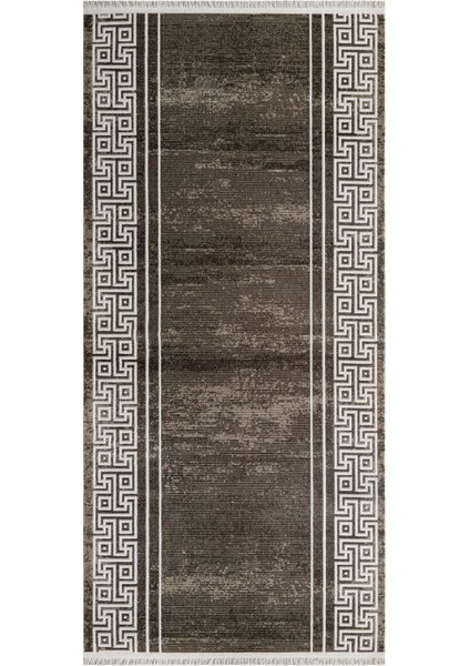 Jamberoo Çerçeveli Kahverengi Akrilik Dikdörtgen Modern Desenli Akrilik Hav Vermeyen Leke Tutmayan Kolay Temizlenen Yumuşak Makine Salon Yolluk Mutfak Halı