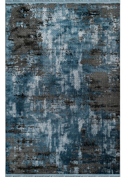 Sirsa Modern Mavi Akrilik Dikdörtgen Modern Desenli Akrilik Hav Vermeyen Leke Tutmayan Kolay Temizlenen Yumuşak Makine Salon Yolluk Mutfak Halı