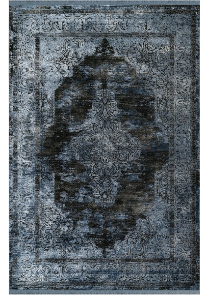 Bhiwadi Klasik Mavi Akrilik Dikdörtgen Modern Desenli Akrilik Hav Vermeyen Leke Tutmayan Kolay Temizlenen Yumuşak Makine Salon Yolluk Mutfak Halı