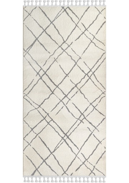 Neve Çizgili Krem Polyester Dikdörtgen Modern Desenli Akrilik Hav Vermeyen Leke Tutmayan Kolay Temizlenen Yumuşak Makine Salon Yolluk Mutfak Halı