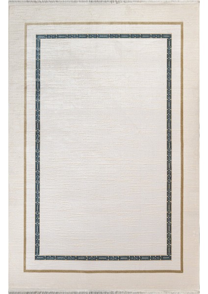 Tumkur Çerçeveli Krem Akrilik Dikdörtgen Modern Desenli Akrilik Hav Vermeyen Leke Tutmayan Kolay Temizlenen Yumuşak Makine Salon Yolluk Mutfak Halı