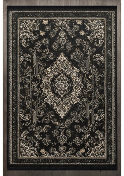 Göbekli Siyah Pamuk Kare Modern Desenli Pamuk Makinada Yıkanabilir Hav Toz Vermez Leke Tutmayan Kaymaz Taban Dijital Makine Baskı Salon Yolluk Mutfak Halı