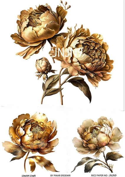 Janjan Serisi Jnjn9 Pastel, Çiçek Desenli 30*42 cm Pirinç Dekopaj