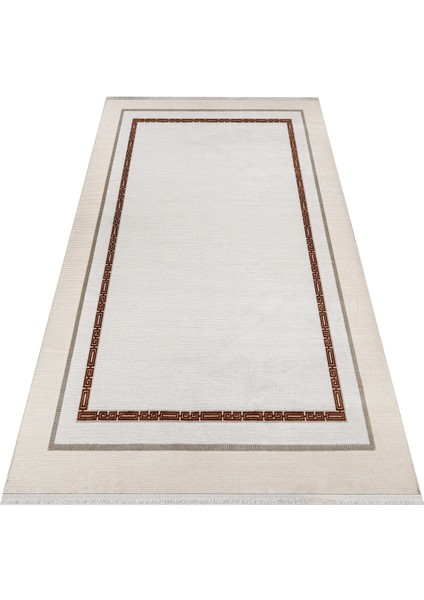 Alwar Çerçeveli Krem Akrilik Dikdörtgen Modern Desenli Akrilik Hav Vermeyen Leke Tutmayan Kolay Temizlenen Yumuşak Makine Salon Yolluk Mutfak Halı fırsatları