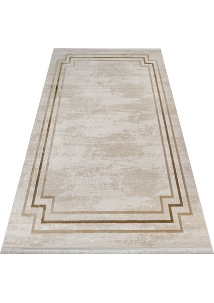 Denmark Çerçeveli Bej Akrilik Dikdörtgen Modern Desenli Akrilik Hav Vermeyen Leke Tutmayan Kolay Temizlenen Yumuşak Makine Salon Yolluk Mutfak Halı fırsatları