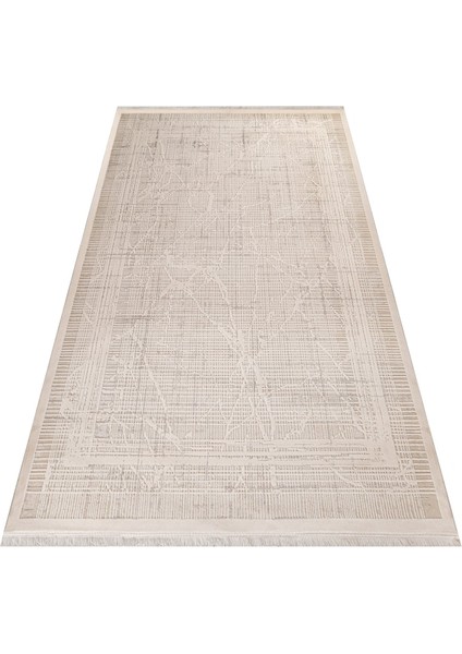 Dalal Çerçeveli Krem Akrilik Dikdörtgen Modern Desenli Akrilik Hav Vermeyen Leke Tutmayan Kolay Temizlenen Yumuşak Makine Salon Yolluk Mutfak Halı fırsatları