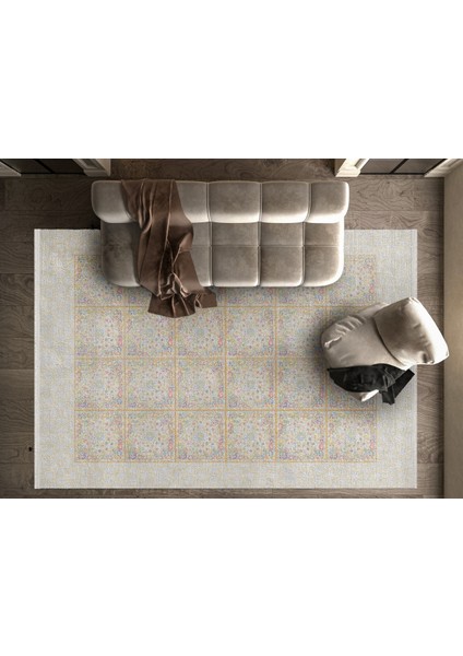 Geometrik Bej Pamuk Dikdörtgen Modern Desenli Pamuk Makinada Yıkanabilir Hav Toz Vermez Leke Tutmayan Kaymaz Taban Dijital Makine Baskı Salon Yolluk Mutfak Halı fiyatları