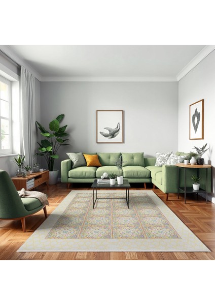 Geometrik Bej Pamuk Dikdörtgen Modern Desenli Pamuk Makinada Yıkanabilir Hav Toz Vermez Leke Tutmayan Kaymaz Taban Dijital Makine Baskı Salon Yolluk Mutfak Halı modelleri