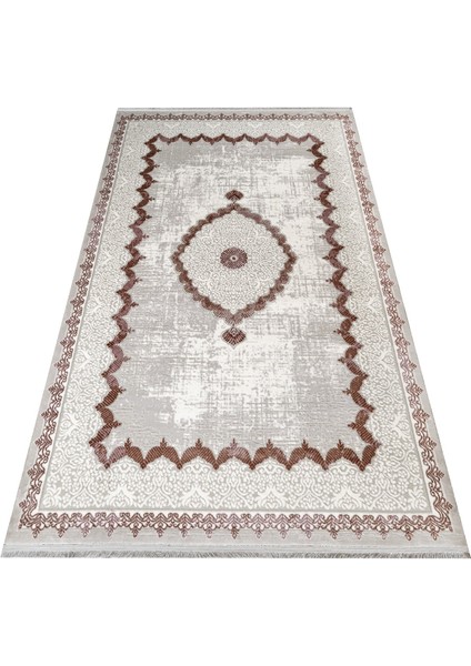 Tumut Çerçeveli Gri Akrilik Dikdörtgen Modern Desenli Akrilik Hav Vermeyen Leke Tutmayan Kolay Temizlenen Yumuşak Makine Salon Yolluk Mutfak Halı fırsatları