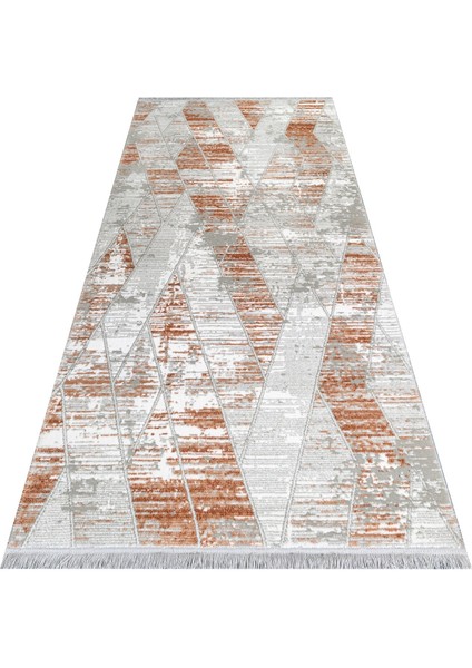 Bridgetown Geometrik Turuncu Akrilik Dikdörtgen Modern Desenli Akrilik Hav Vermeyen Leke Tutmayan Kolay Temizlenen Yumuşak Makine Salon Yolluk Mutfak Halı indirimleri