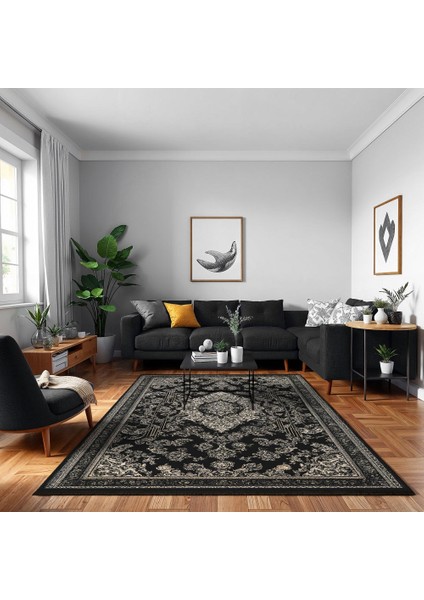 Göbekli Siyah Pamuk Dikdörtgen Modern Desenli Pamuk Makinada Yıkanabilir Hav Toz Vermez Leke Tutmayan Kaymaz Taban Dijital Makine Baskı Salon Yolluk Mutfak Halı modelleri