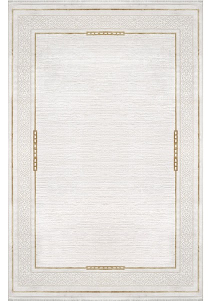 Palanpur Çerçeveli Beyaz Akrilik Dikdörtgen Modern Desenli Akrilik Hav Vermeyen Leke Tutmayan Kolay Temizlenen Yumuşak Makine Salon Yolluk Mutfak Halı