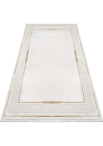 Palanpur Çerçeveli Beyaz Akrilik Dikdörtgen Modern Desenli Akrilik Hav Vermeyen Leke Tutmayan Kolay Temizlenen Yumuşak Makine Salon Yolluk Mutfak Halı fırsatları