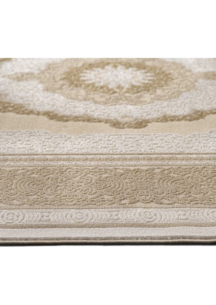 Nainital Çerçeveli Bej Akrilik Dikdörtgen Modern Desenli Akrilik Hav Vermeyen Leke Tutmayan Kolay Temizlenen Yumuşak Makine Salon Yolluk Mutfak Halı fiyatları