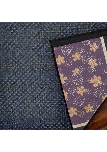 Çiçekli Mor Pamuk Daire Modern Desenli Pamuk Makinada Yıkanabilir Hav Toz Vermez Leke Tutmayan Kaymaz Taban Dijital Makine Baskı Salon Yolluk Mutfak Halı indirimleri