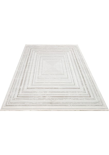 Whisper Çerçeveli Krem Mikrofiber Dikdörtgen Modern Desenli Akrilik Hav Vermeyen Leke Tutmayan Kolay Temizlenen Yumuşak Makine Salon Yolluk Mutfak Halı fiyatları