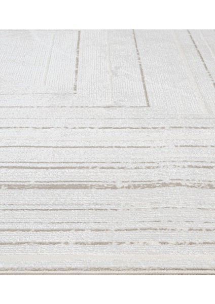 Whisper Çerçeveli Krem Mikrofiber Dikdörtgen Modern Desenli Akrilik Hav Vermeyen Leke Tutmayan Kolay Temizlenen Yumuşak Makine Salon Yolluk Mutfak Halı modelleri