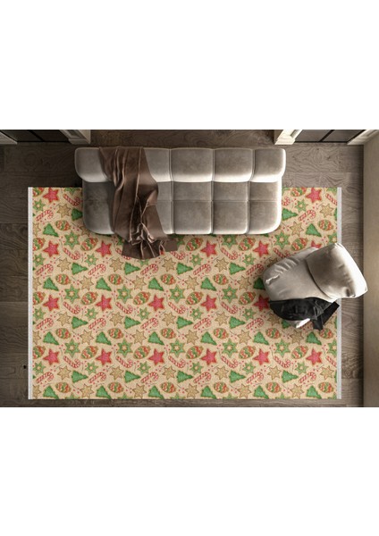 Figürlü Kırmızı Pamuk Daire Modern Desenli Pamuk Makinada Yıkanabilir Hav Toz Vermez Leke Tutmayan Kaymaz Taban Dijital Makine Baskı Salon Yolluk Mutfak Halı fırsatları