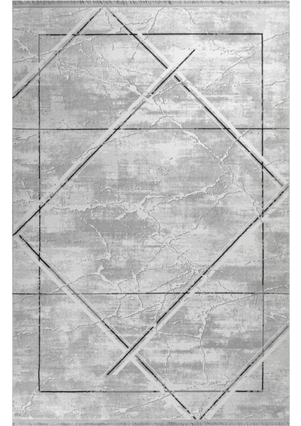 Lalitpur Geometrik Gri Akrilik Dikdörtgen Modern Desenli Akrilik Hav Vermeyen Leke Tutmayan Kolay Temizlenen Yumuşak Makine Salon Yolluk Mutfak Halı