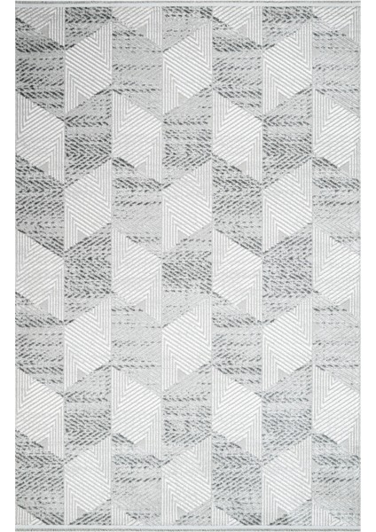 Phoenix Gri Geometrik Etnik Modern Desenli Akrilik Hav Vermeyen Leke Tutmayan Kolay Temizlenen Yumuşak Makine Salon Yolluk Mutfak Halı