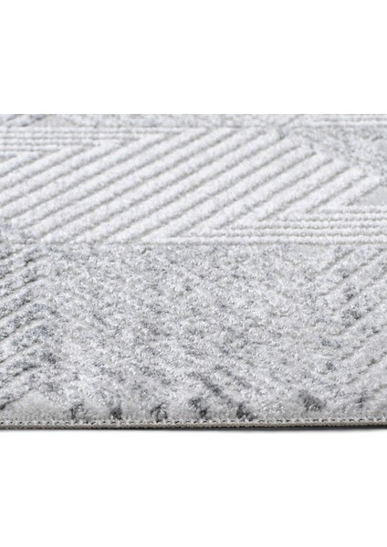 Phoenix Gri Geometrik Etnik Modern Desenli Akrilik Hav Vermeyen Leke Tutmayan Kolay Temizlenen Yumuşak Makine Salon Yolluk Mutfak Halı modelleri