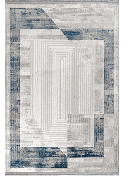 Ghina Modern Mavi Akrilik Dikdörtgen Modern Desenli Akrilik Hav Vermeyen Leke Tutmayan Kolay Temizlenen Yumuşak Makine Salon Yolluk Mutfak Halı