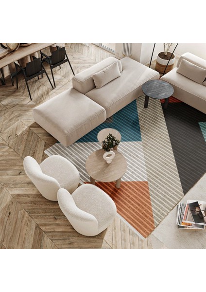 Geometrik Turuncu Pamuk Kare Modern Desenli Pamuk Makinada Yıkanabilir Hav Toz Vermez Leke Tutmayan Kaymaz Taban Dijital Makine Baskı Salon Yolluk Mutfak Halı fiyatları