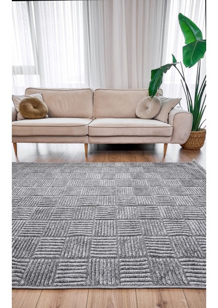 Gri Geometrik Etnik Modern Desenli Hav Vermeyen Leke Tutmayan Kolay Temizlenen Yumuşak Makine Salon Yolluk Mutfak Halı fiyatları