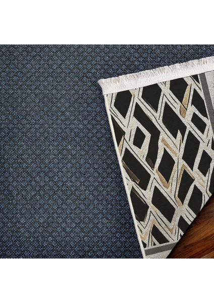 Geometrik Siyah Pamuk Dikdörtgen Modern Desenli Pamuk Makinada Yıkanabilir Hav Toz Vermez Leke Tutmayan Kaymaz Taban Dijital Makine Baskı Salon Yolluk Mutfak Halı indirimleri