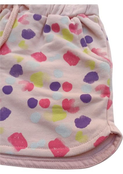 Kız Çocuk İkili Takım Baskılı T-Shirt+Desenli Şortlu