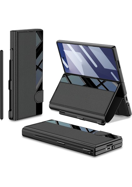 Samsung Galaxy Z Fold 7 Kılıf Kamera Korumalı Zore Kıpta Aynalı Kalem Bölmeli Fest Kapak