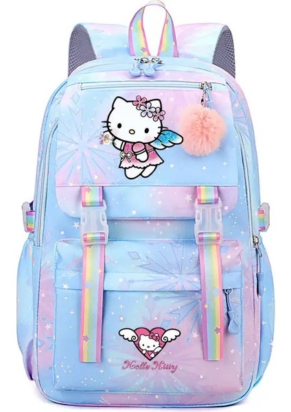 Mochila Hello Kitty Büyük Kapasiteli Okul Için Su Geçirmez Sırt Çantası Kawaii Anime Cosplay Bag Seyahat Çantası Okulu Öğrenci Kız Hediye Kilo: Mor (Yurt Dışından)