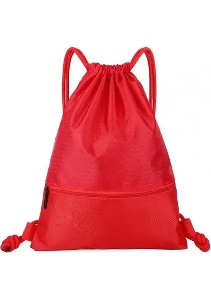 Basit Açık Spor Drawstring Cep Sırt Çantası Erkek ve Kadın Fitness Sırt Çantası Hafif Basketbol Çantası Oxford Fermuar Bagcolor: Kırmızı (Yurt Dışından)