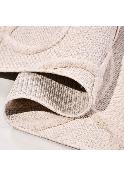 Krem Modern Etnik Desenli Poliproplen Hav Vermeyen Leke Tutmayan Kolay Temizlenen Yumuşak Makine Salon Yolluk Mutfak Halı modelleri