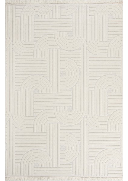 Milkwort Geometrik Krem Pamuk Dikdörtgen Modern Desenli Akrilik Hav Vermeyen Leke Tutmayan Kolay Temizlenen Yumuşak Makine Salon Yolluk Mutfak Halı