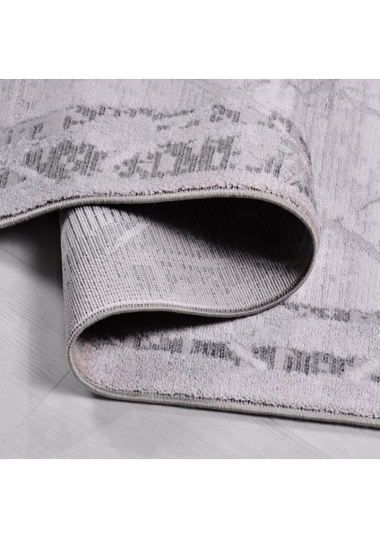 Gri Modern Etnik Desenli Akrilik Hav Vermeyen Leke Tutmayan Kolay Temizlenen Yumuşak Makine Salon Yolluk Mutfak Halı modelleri