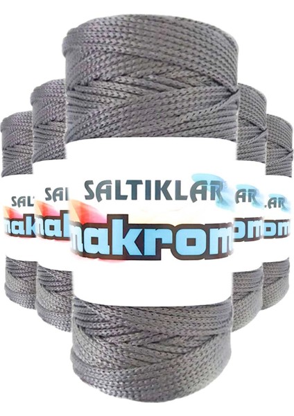 5 Adet Polyester Makrome Ipi 423 Gri 100 gr