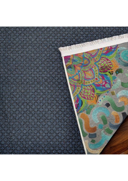 Geometrik Yeşil Pamuk Dikdörtgen Modern Desenli Pamuk Makinada Yıkanabilir Hav Toz Vermez Leke Tutmayan Kaymaz Taban Dijital Makine Baskı Salon Yolluk Mutfak Halı indirimleri