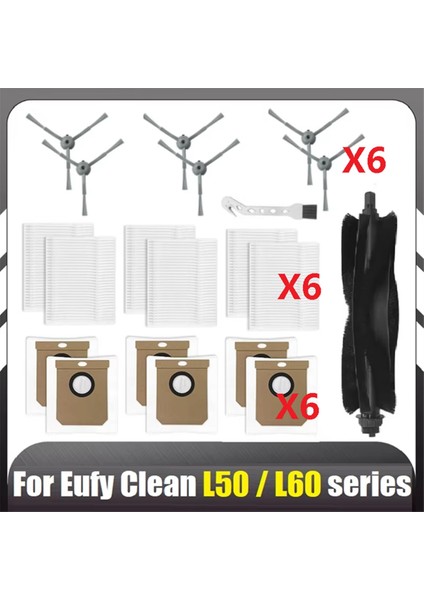 Eufy Clean L50 / L50 Ses / L60 / L60 Hibrit Robot Süpürge Ana Yan Fırça Filtre Toz Torbası Aksesuar Seti Için 20 Adet (Yurt Dışından)