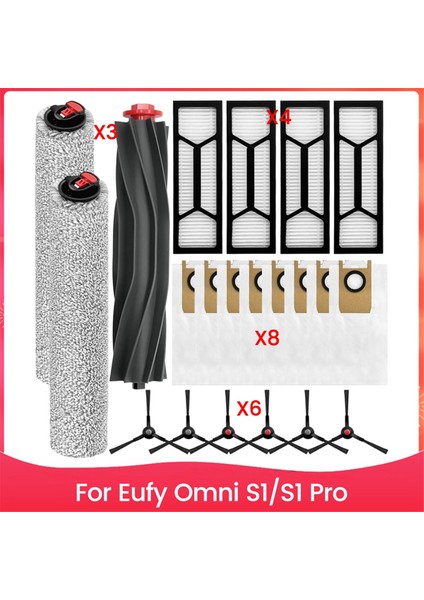 Eufy Omni S1/s1 Pro Robot Süpürge Ana Yan Fırça Hepa Filtre Toz Torbaları Yedek Parçaları (Yurt Dışından)