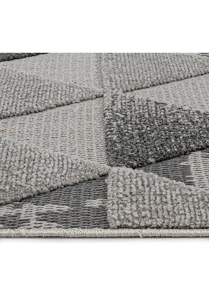 Meadow-Rue Geometrik Gri Polyester Dikdörtgen Modern Desenli Akrilik Hav Vermeyen Leke Tutmayan Kolay Temizlenen Yumuşak Makine Salon Yolluk Mutfak Halı fırsatları