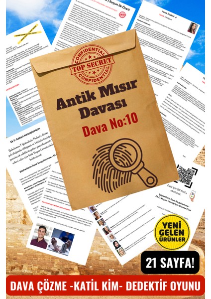 Antik Mısır Davası -Dedektif Oyunu - Cinayet Çözme ve Katili Bulma Oyunu - Dedektiflik Kutu Oyunu