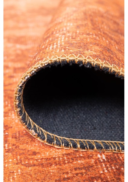 Canterbury Klasik Turuncu Polyester Dikdörtgen Modern Desenli Pamuk Makinada Yıkanabilir Hav Toz Vermez Leke Tutmayan Kaymaz Taban Dijital Makine Baskı Salon Yolluk Mutfak Halı modelleri